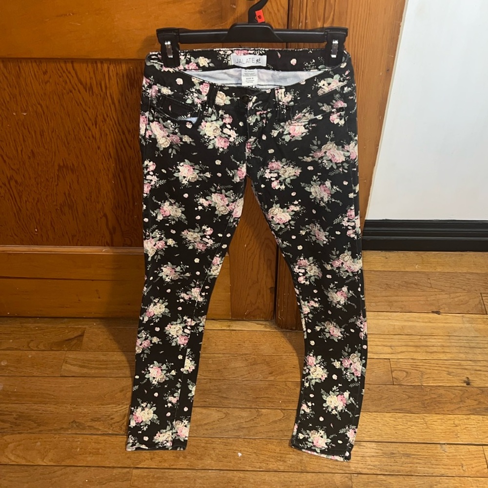 Black Floral Jeans Size 5